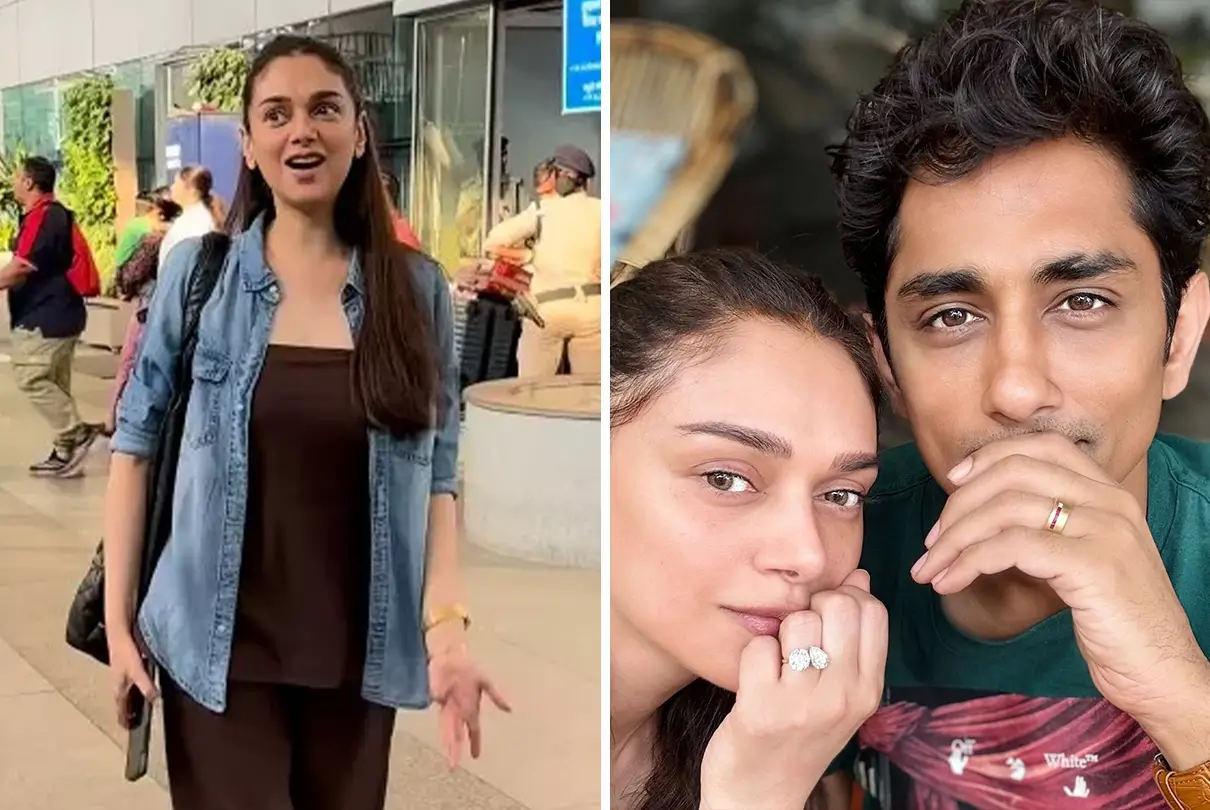 Aditi Rao Hydari Spotted for the First Time After Her Engagement With Siddharth; Blushes When Asked Abou 'jijaji'